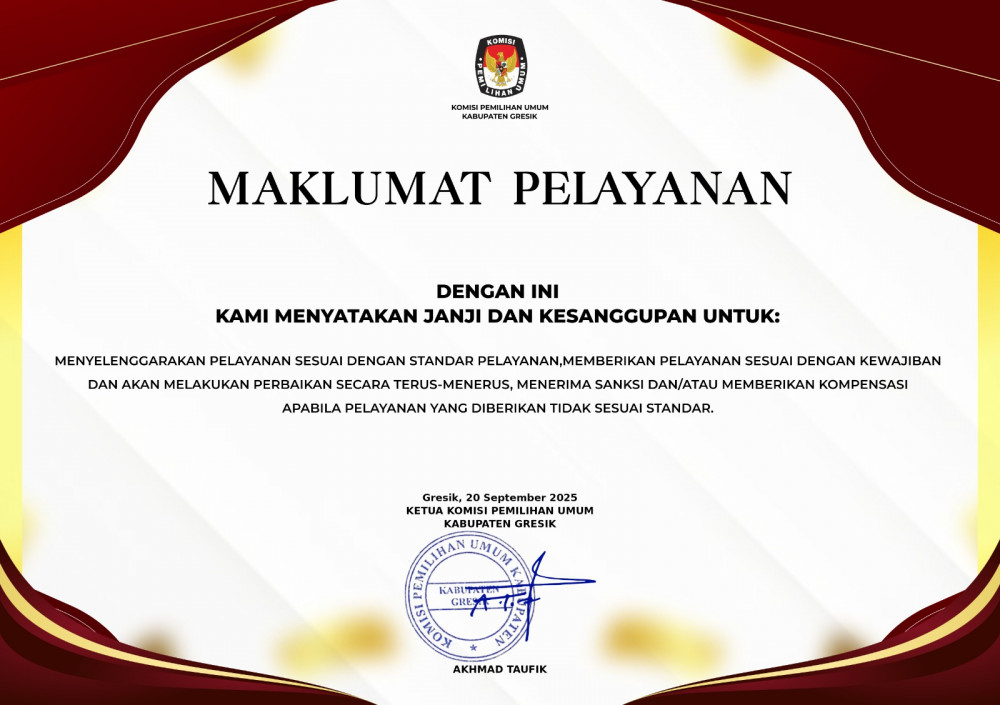 MAKLUMAT PELAYANAN KPU KABUPATEN GRESIK